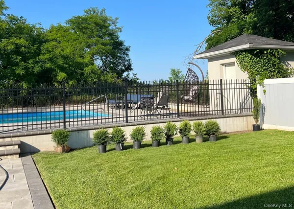 a view of a balcony with a swing