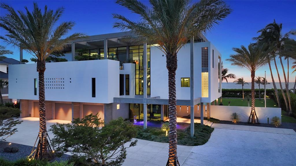 a front view of a building with street view