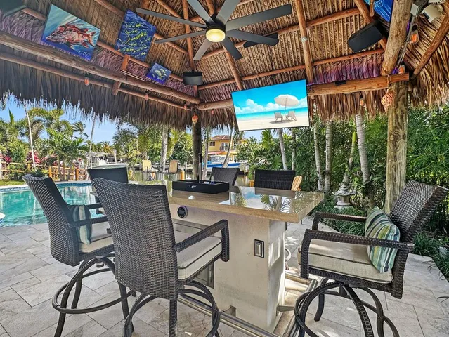 a table and chairs in front of a house