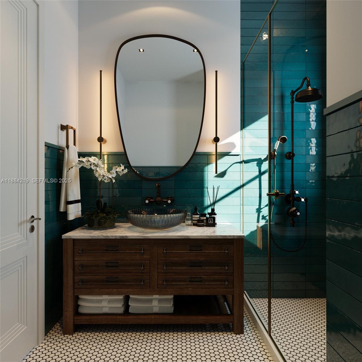 6460 Southwest 94th Street Pinecrest, FL 33156 - Photo 35 of 43 a bathroom with a sink and a mirror
