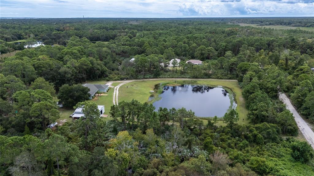 4245 Clinton Cemetery Road Edgewater, FL 32141 - Photo 54 of 60 an aerial view of a house with a garden and a yard