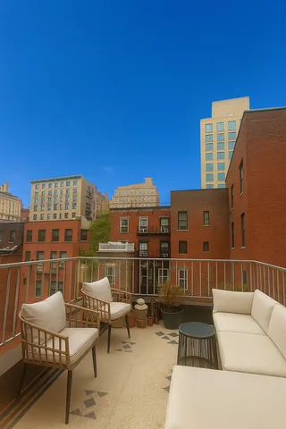 a view of a chairs and tables in patio