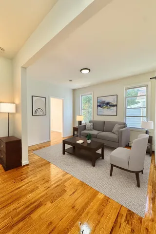 a living room with furniture and a couch