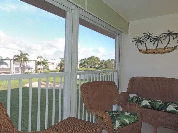 a balcony view with a couch