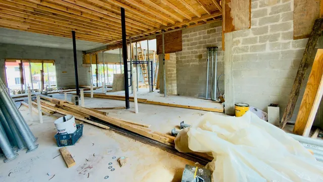 a view of a building with a garden