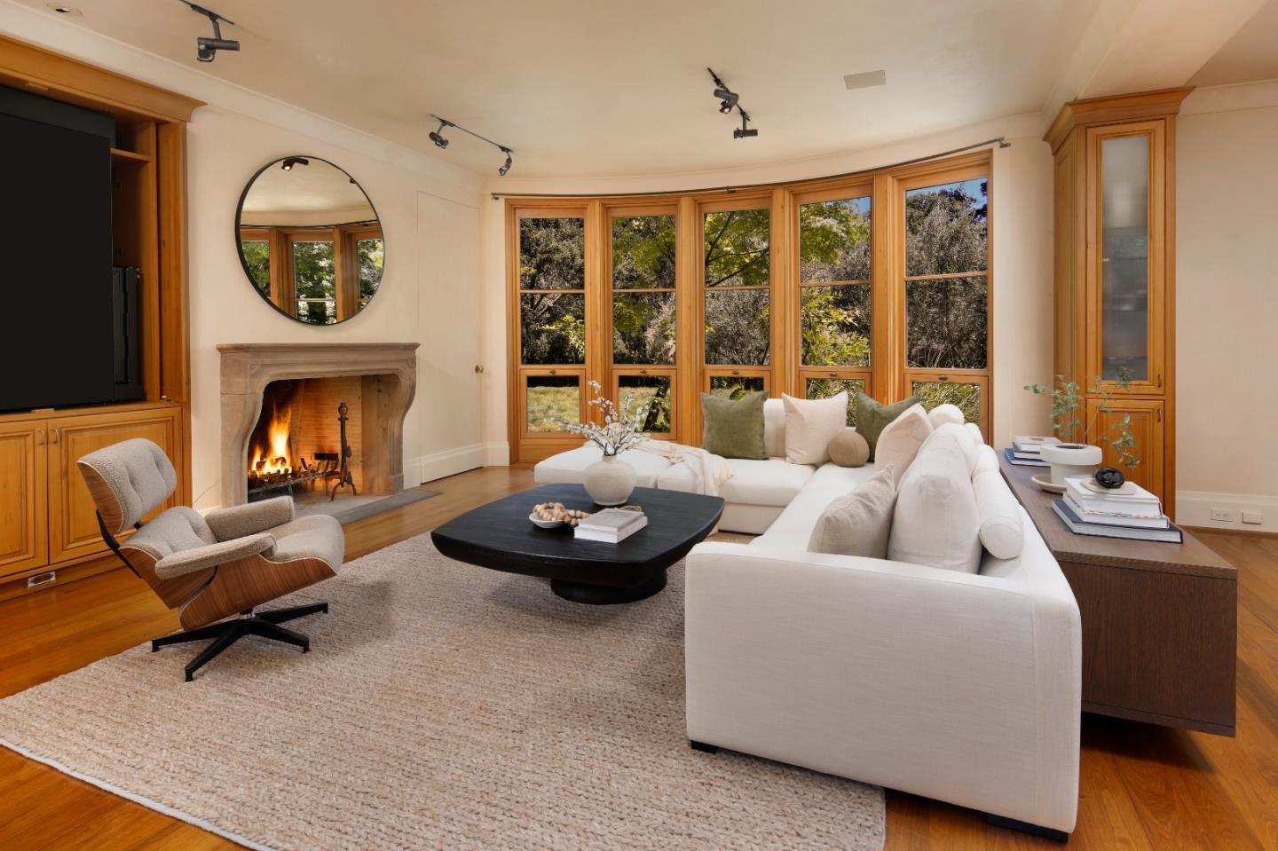 211 Winding Way Woodside, CA 94062 - Photo 11 of 32 a living room with furniture and a fireplace