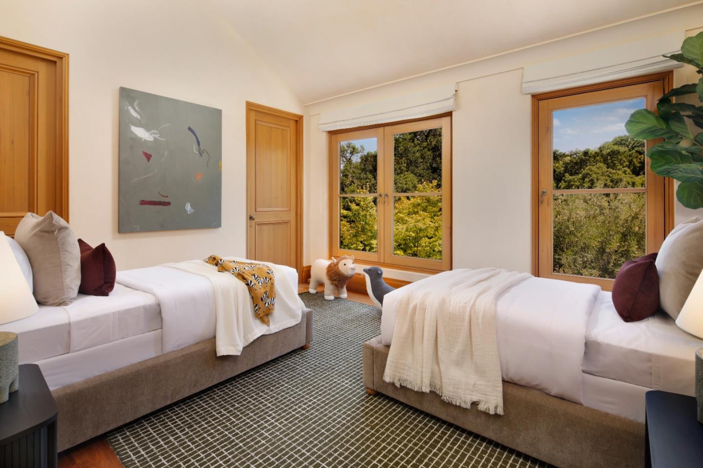 211 Winding Way Woodside, CA 94062 - Photo 21 of 32 a bedroom with bed and a window