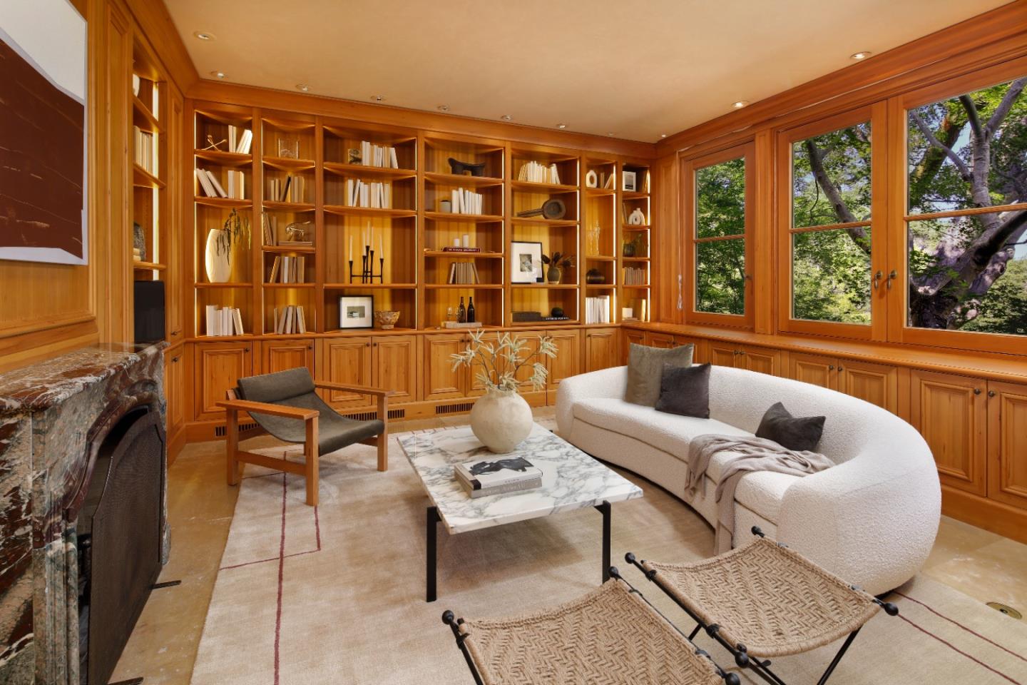 211 Winding Way Woodside, CA 94062 - Photo 7 of 32 a living room with furniture and a floor to ceiling window