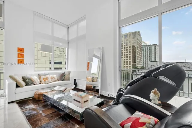 a living room with furniture