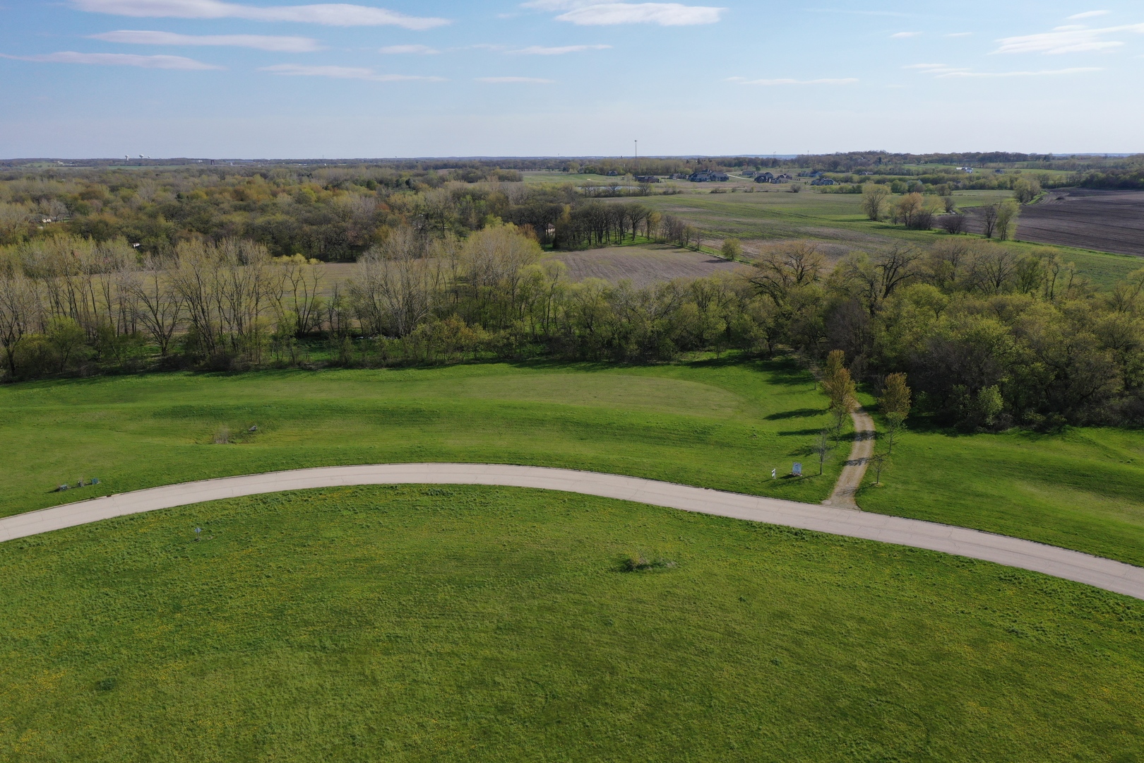 a view of a grassy field with trees