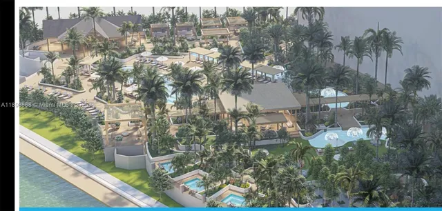 a view of a patio with table and chairs potted plants and palm tree