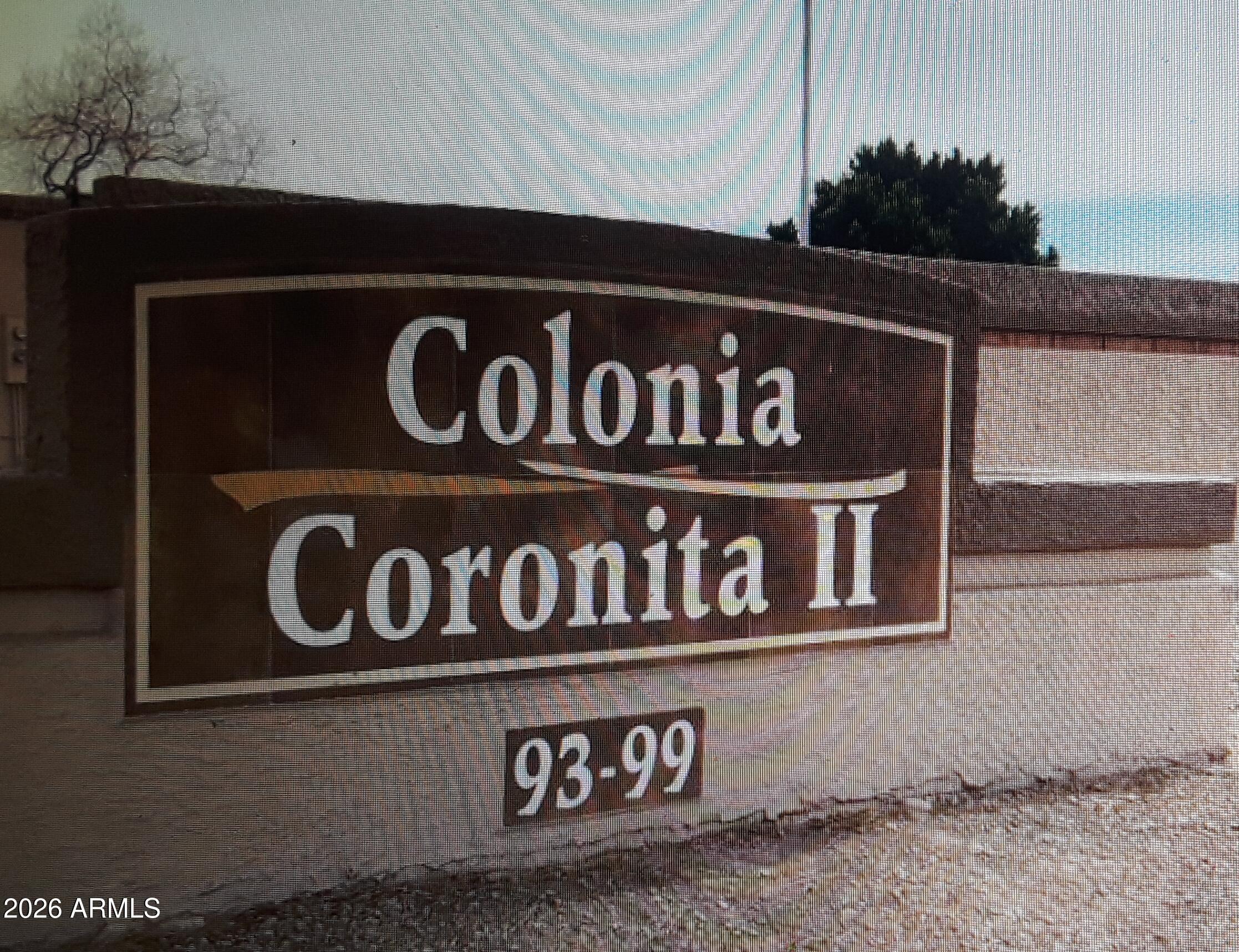 99 North Cooper Road, Unit 138 Chandler, AZ 85225 - Photo 9 of 13 Colonia Coronita sign