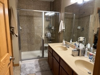 426 Vaughn Circle Aurora, IL 60502 - Photo 11 of 19 a bathroom with a shower sink vanity and mirror