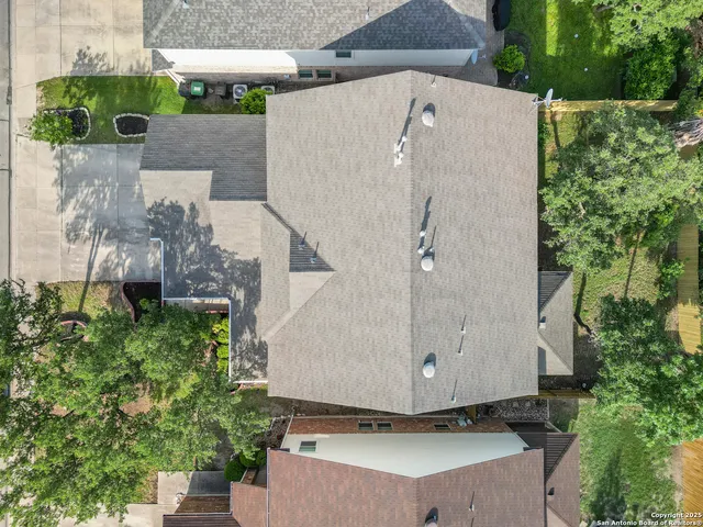 an aerial view of a house