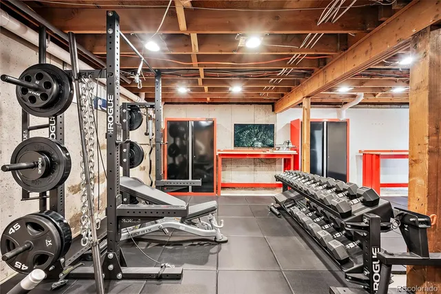 a balcony view with a fireplace