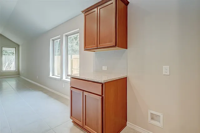 a view of small space with racks on the wall