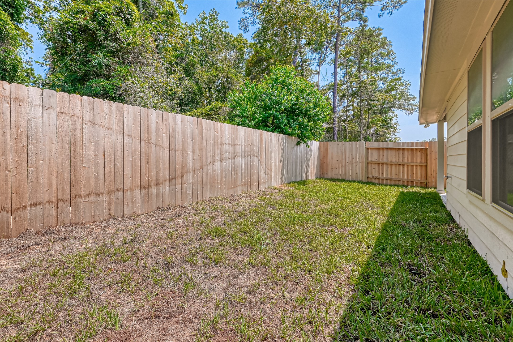32037 Towering Birch Trail Conroe, TX 77385 - Photo 38 of 38 a view of backyard with garden and wooden fence