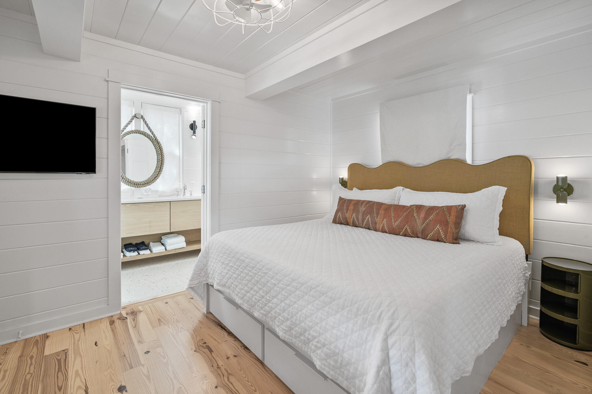 54 Roberts Way Santa Rosa Beach, FL 32459 - Photo 16 of 37 a bedroom with a bed and a flat tv screen on dresser