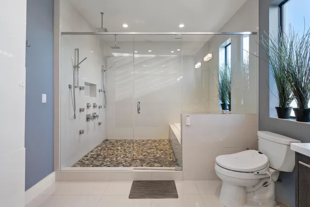 a lake view with a garden