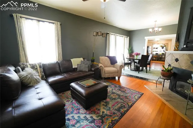 a living room with furniture and a couch
