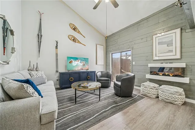 a living room with furniture and a couch