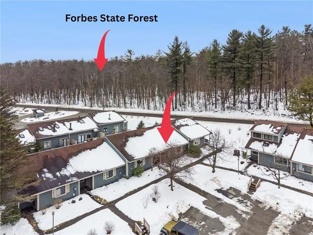 a view of a building with a street