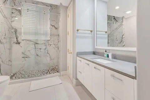 a view of a garden with a slide