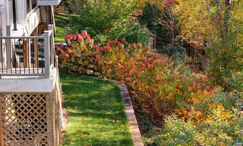 a front view of a house with a yard and trees