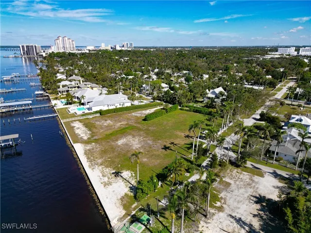 a view of a lake with a city