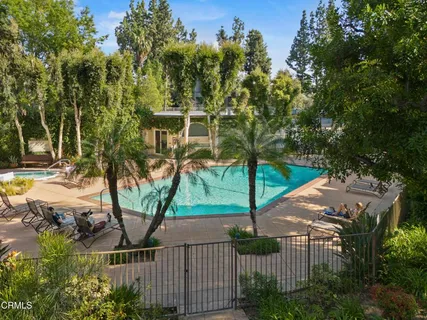 a view of a wrought iron bridge