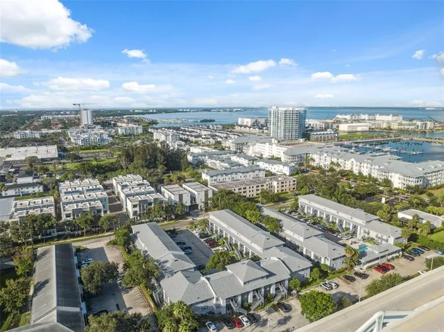 an aerial view of residential building with outdoor space
