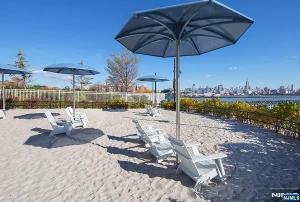 a view of a lake with a city