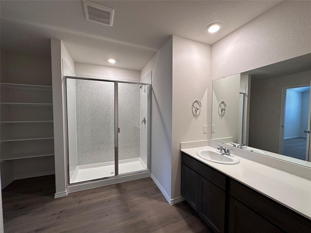 3917 Turquoise Avenue Celina, TX 75009 - Photo 9 of 19 a bathroom with a double vanity sink mirror and shower