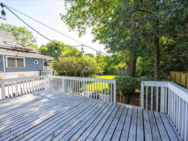 a view of a wooden deck