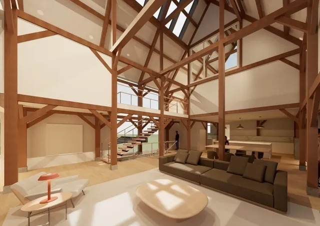 a living room with furniture a rug and a window