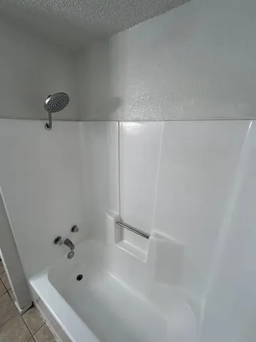 a bathroom with a bathtub