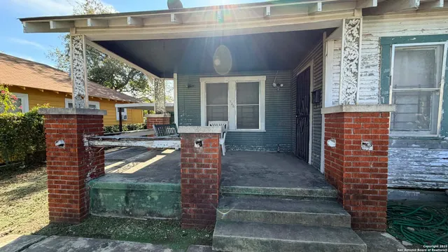 a front view of a house with outdoor space