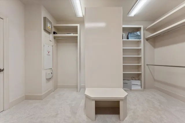 a view of an empty walk in closet