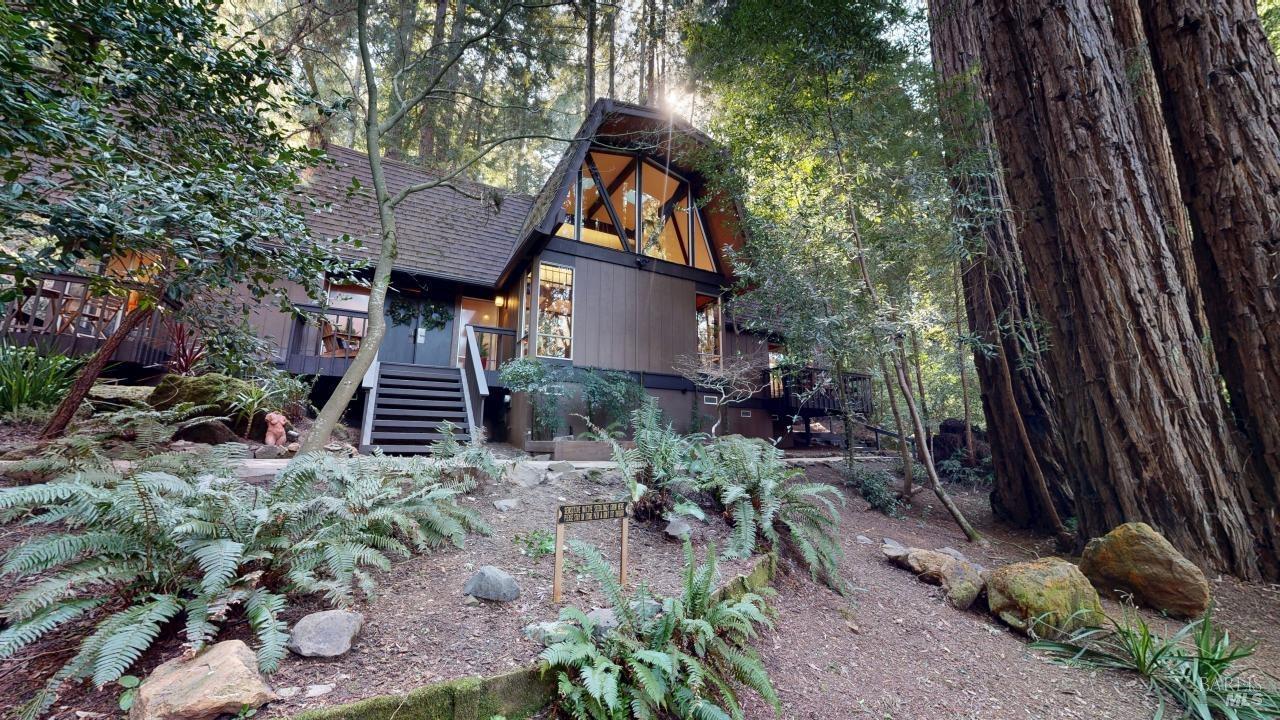 a backyard of a house with lots of green space