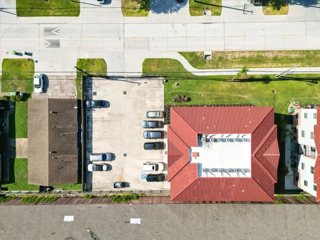 a aerial view of a house with outdoor space