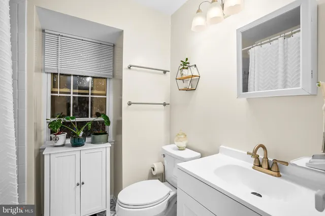 a bathroom with a toilet a sink and mirror