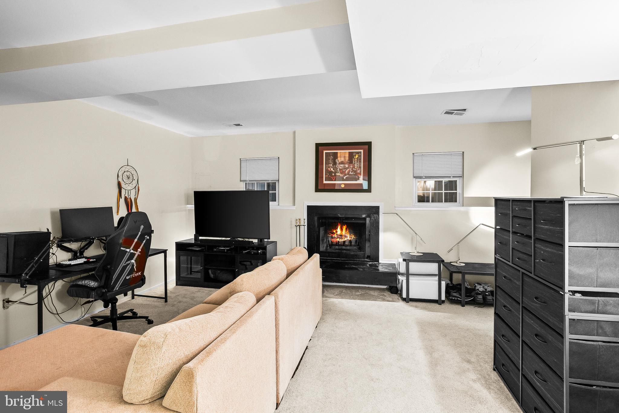 2418 Ridgehampton Court Reston, VA 20191 - Photo 23 of 28 a living room with furniture a fireplace and a flat screen tv