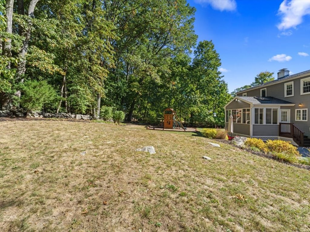 4 Huron Road Acton, MA 01720 - Photo 27 of 32 a backyard of a house with large trees