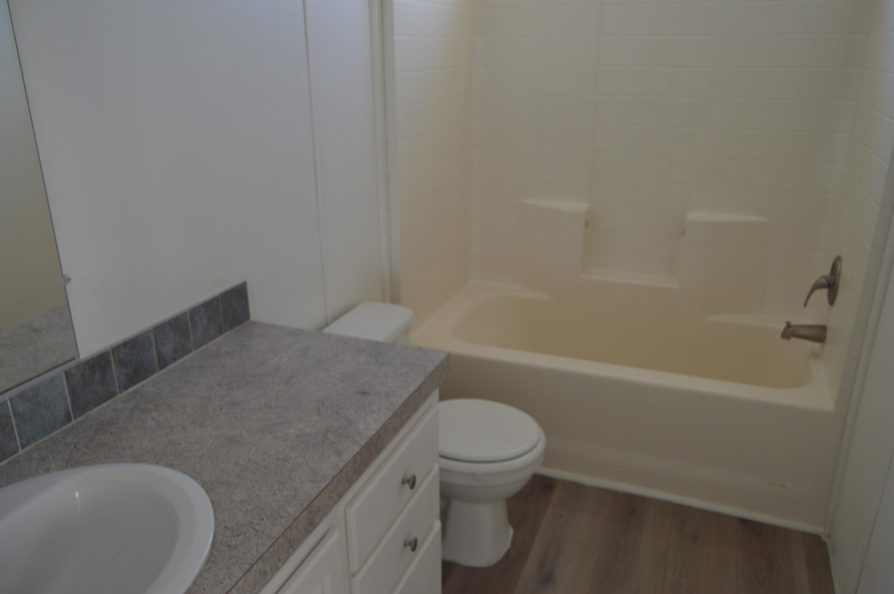13139 Zane Way Whitewater, CA 92282 - Photo 10 of 12 a bathroom with a granite countertop toilet and a bathtub