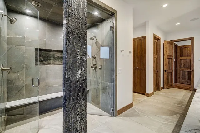 a bathroom with a shower