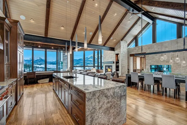 a kitchen with lots of counter top space