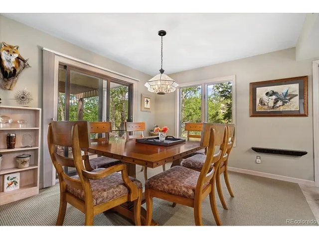 a dining room with furniture