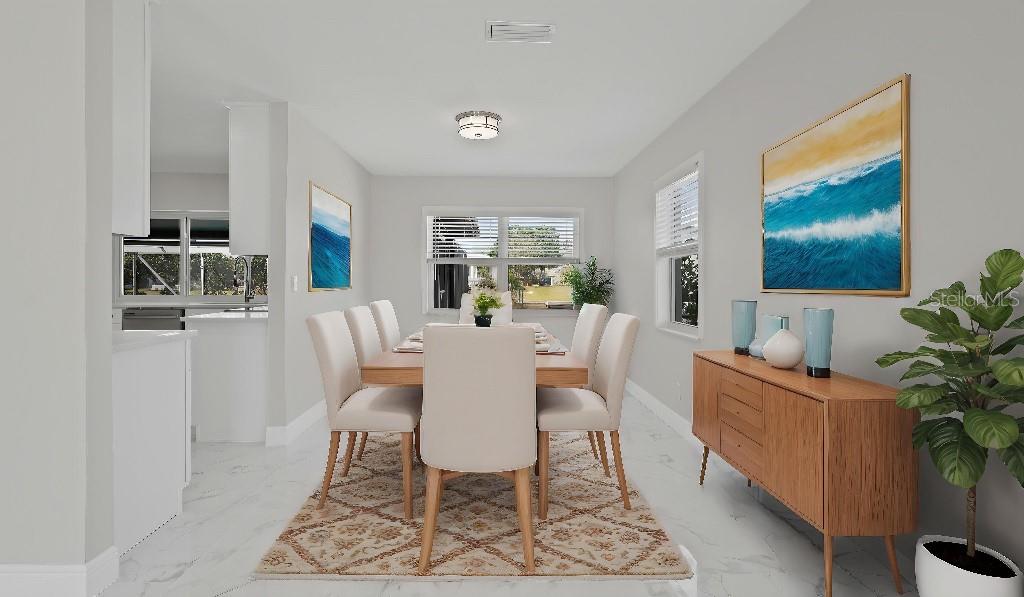 1024 Spindle Palm Way Apollo Beach, FL 33572 - Photo 50 of 50 a dining room with furniture potted plants and wooden floor