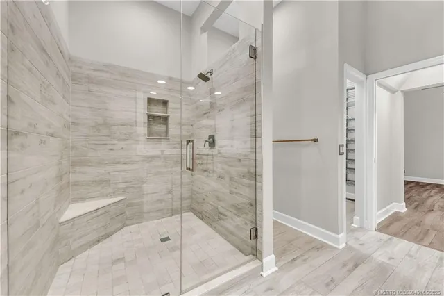 a bathroom with a shower