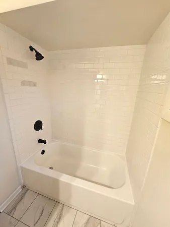 a bathroom with a bathtub